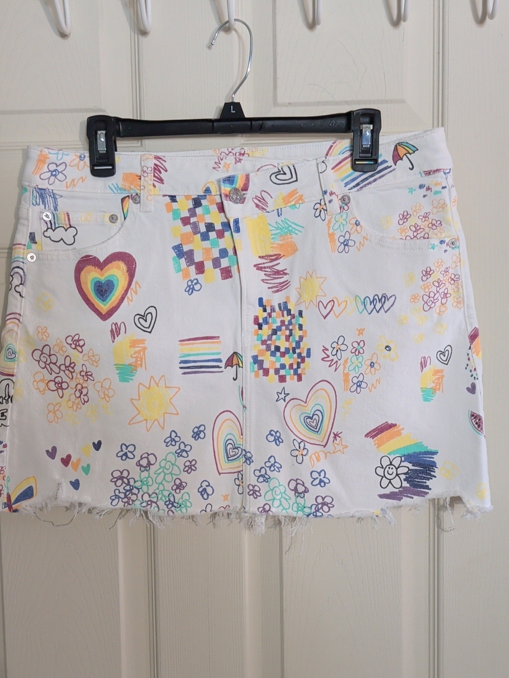 American Eagle 12 Rainbow Graffiti Skirt
